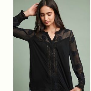 NWT Anthropologie Floral Henley Top